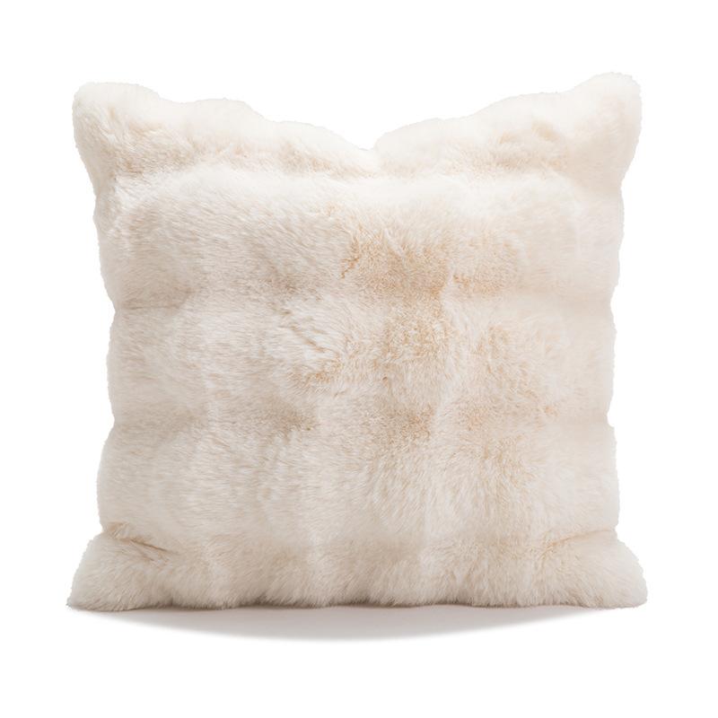 Cushions |  Ruched Faux Fur Cushion Cushions Cream