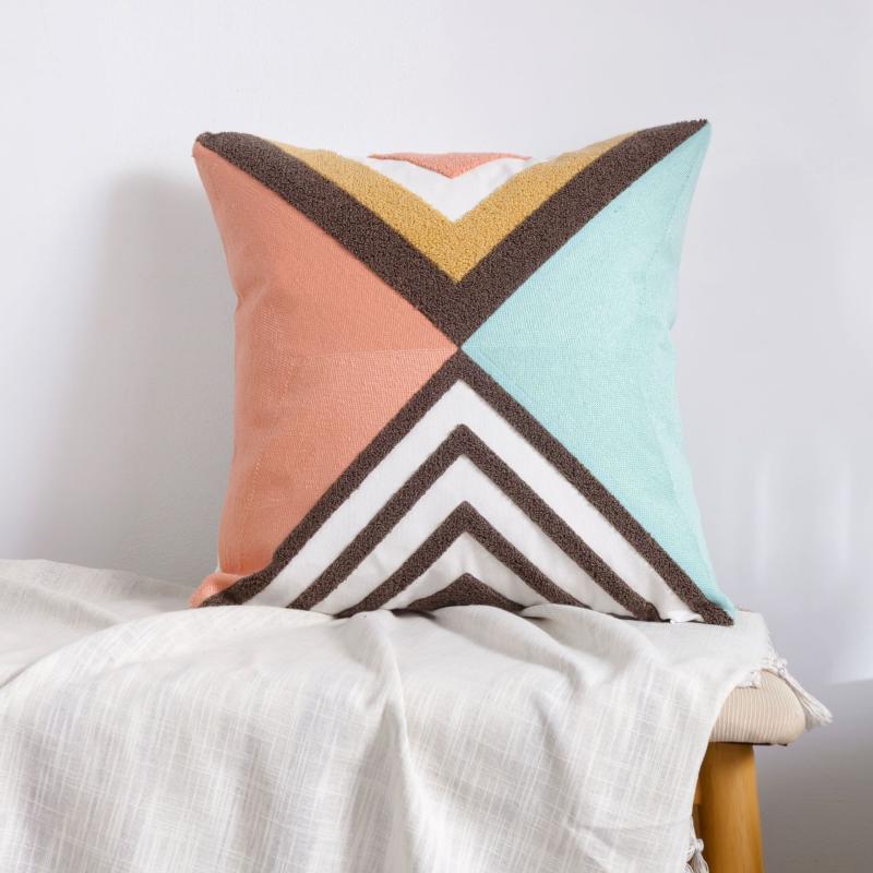 Cushions |  Triangle Pink Patchwork Cushion Cushions Cushions