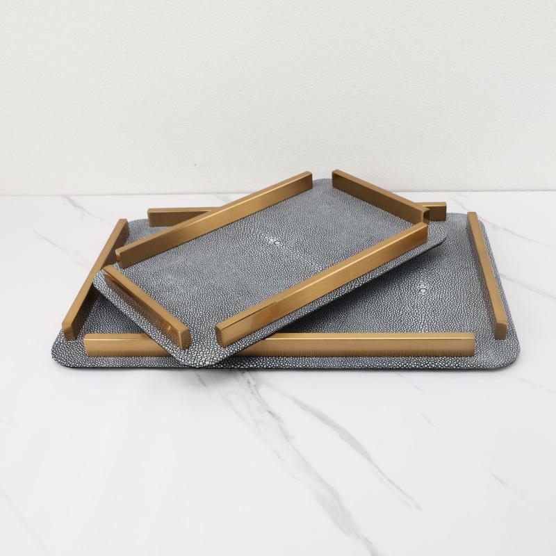 Office Desk Accessories |  Shagreen Cream Vanity Tray, Small Decorative Accents Decorative Accents