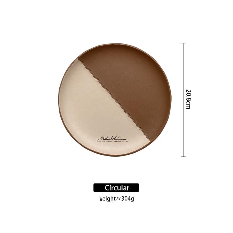 Serveware & Trays |  Durango Leather Round Tray, Brown Dining & Entertaining Serveware & Trays