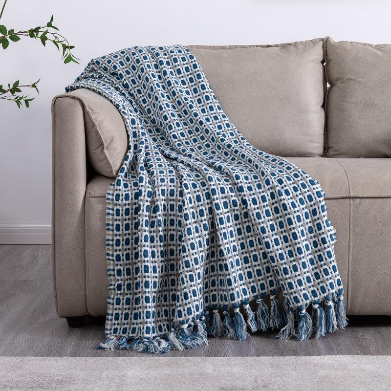 Soft Furnishings |  Basket Weave Throw – Peacock Home Accessories Blue/Green